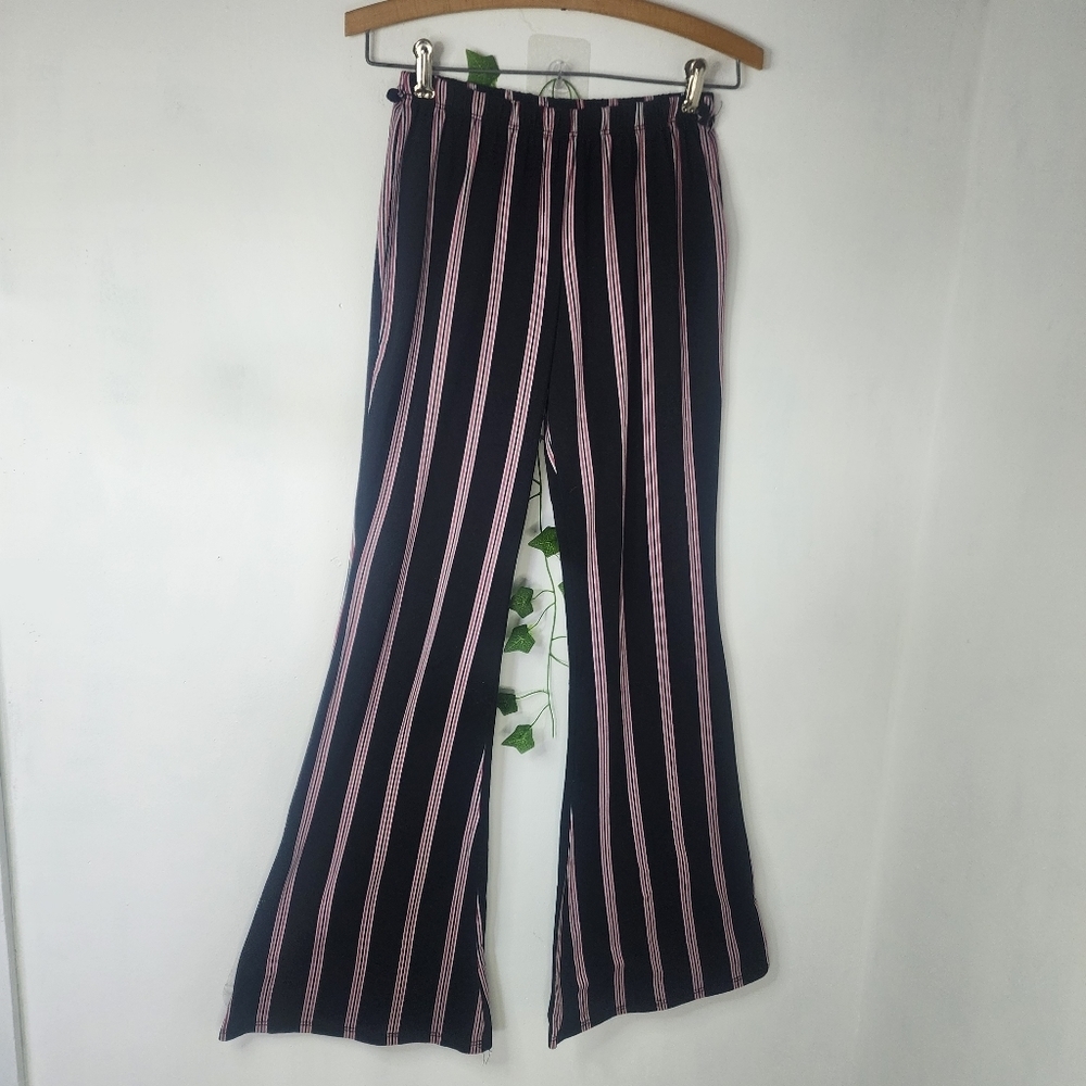 Arabella Stretch Knit Striped Flare Bottom Pants